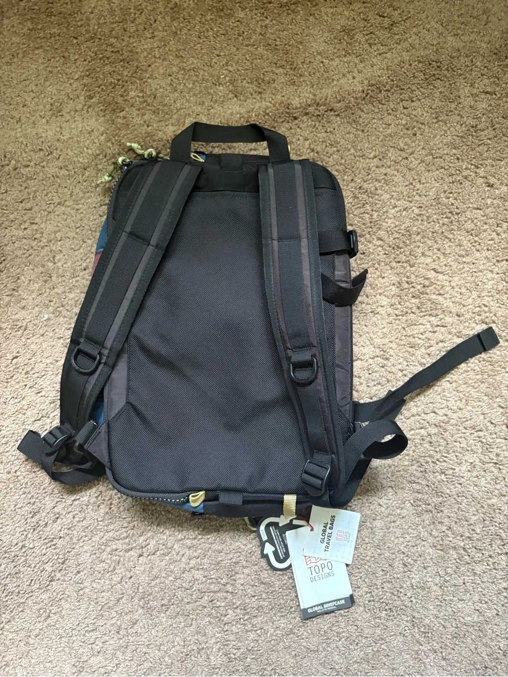 Topo Designs Global Briefcase in Teal & Burgundy